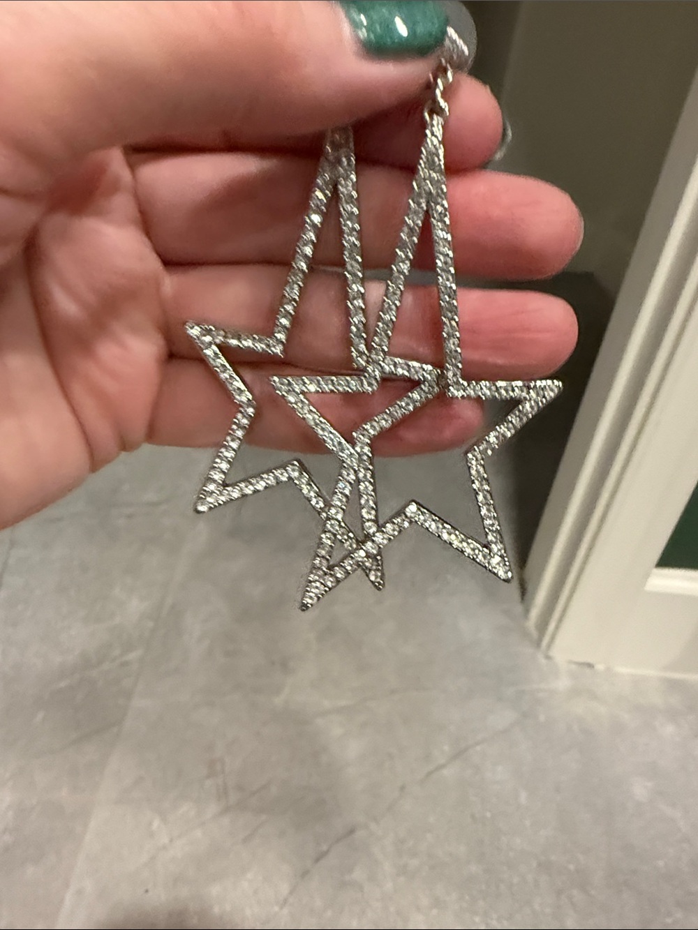 Park Lane Silver Rhinestone Star Drop Earrings